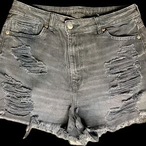 American Eagle Dark Black Women's Denim Distressed Shorts Sz8